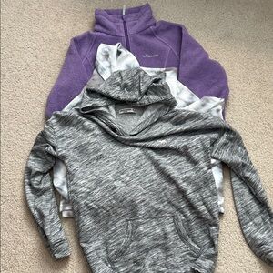 Columbia Lavender Fleece Sweater, Abercrombie hoodie and cropped hoodie
